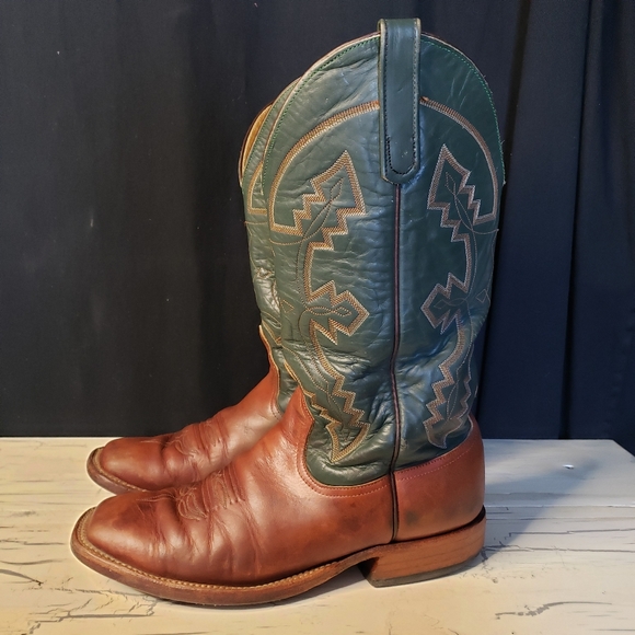 Anderson Bean Cowboy Boots in Brown and Green - Men's size 8.5 D - Picture 5 of 17